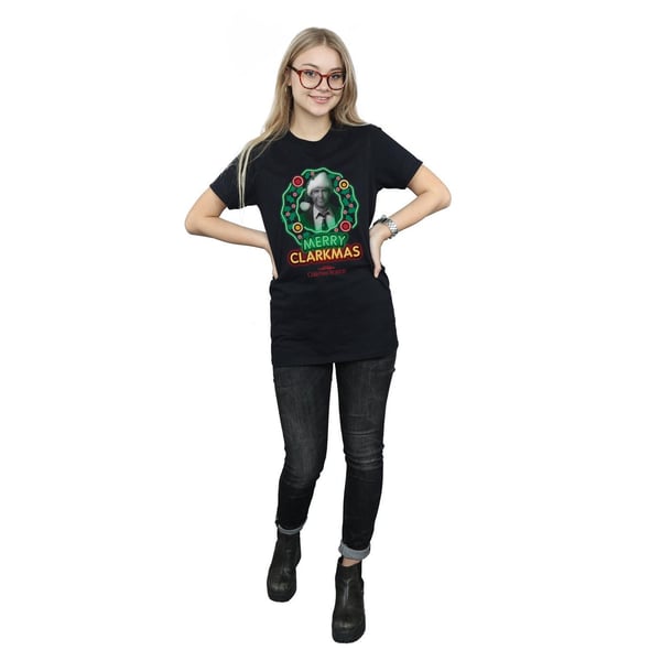 National Lampoon´s Christmas Vacation Womens/Ladies Greyscale Clarkmas Cotton Boyfriend T-Shirt