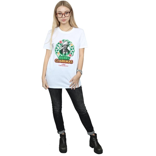 National Lampoon´s Christmas Vacation Womens/Ladies Greyscale Clarkmas Cotton Boyfriend T-Shirt
