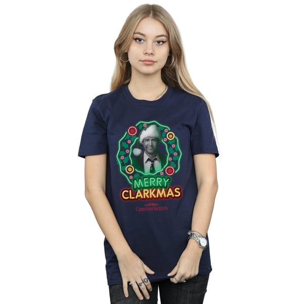 National Lampoon´s Christmas Vacation Womens/Ladies Greyscale Clarkmas Cotton Boyfriend T-Shirt