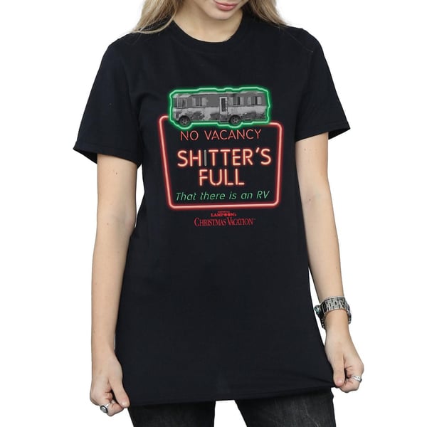 National Lampoon´s Christmas Vacation Womens/Ladies Greyscale No Vacancy Cotton Boyfriend T-Shirt