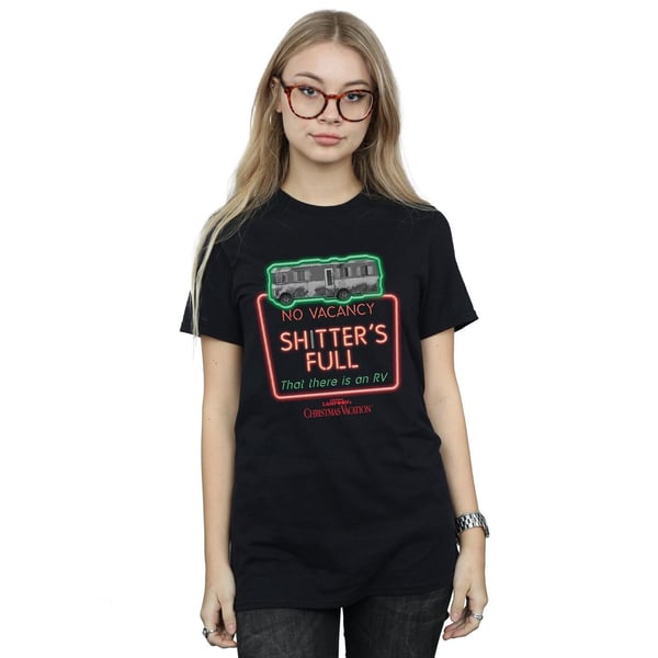 National Lampoon´s Christmas Vacation Womens/Ladies Greyscale No Vacancy Cotton Boyfriend T-Shirt