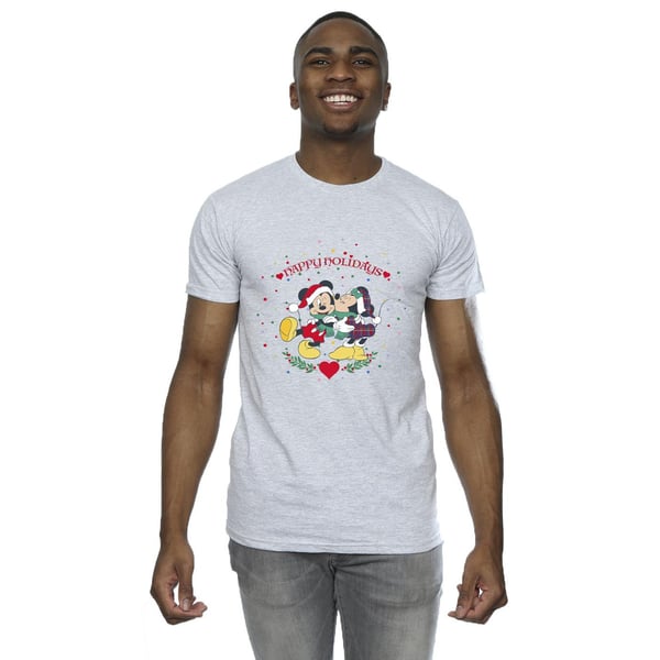 Disney Mens Mickey Mouse Mickey Minnie Christmas T-Shirt