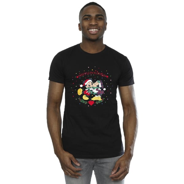 Disney Mens Mickey Mouse Mickey Minnie Christmas T-Shirt