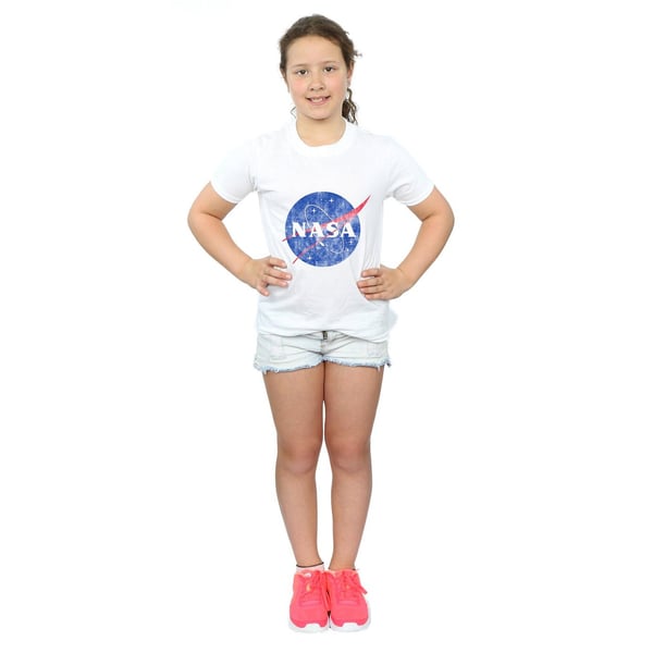 NASA Girls Classic Insignia Logo Distressed Cotton T-Shirt