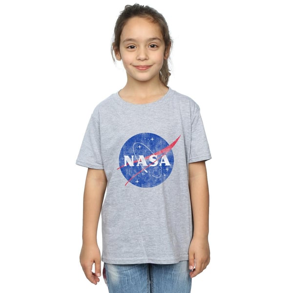 NASA Girls Classic Insignia Logo Distressed Cotton T-Shirt