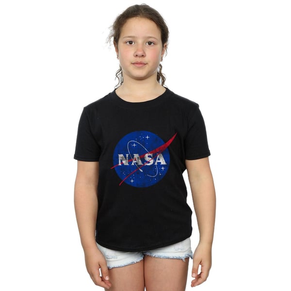 NASA Girls Classic Insignia Logo Distressed Cotton T-Shirt