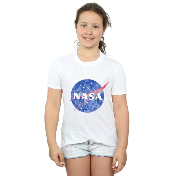 NASA Girls Classic Insignia Logo Distressed Cotton T-Shirt