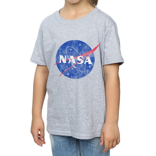 NASA Girls Classic Insignia Logo Distressed Cotton T-Shirt
