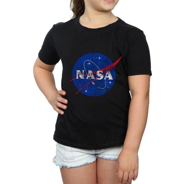 NASA Girls Classic Insignia Logo Distressed Cotton T-Shirt