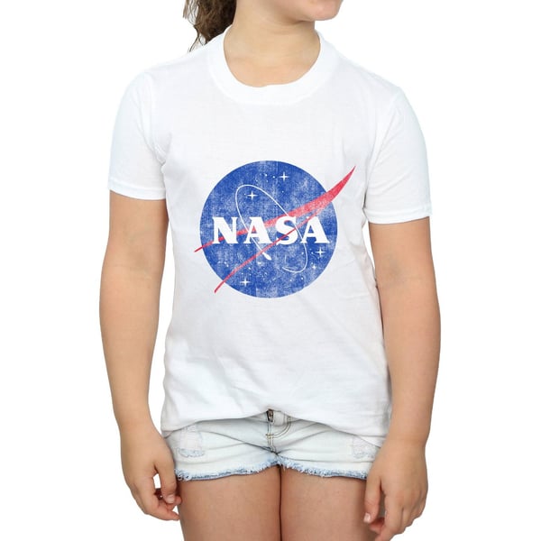 NASA Girls Classic Insignia Logo Distressed Cotton T-Shirt