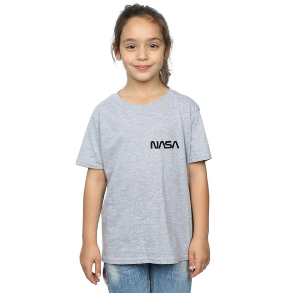 NASA Girls Modern Logo Chest Cotton T-Shirt