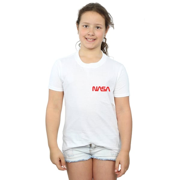 NASA Girls Modern Logo Chest Cotton T-Shirt