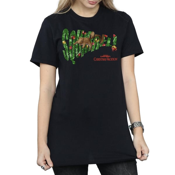National Lampoon´s Christmas Vacation Womens/Ladies Squirrel Tree Cotton Boyfriend T-Shirt