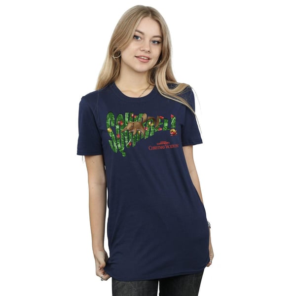 National Lampoon´s Christmas Vacation Womens/Ladies Squirrel Tree Cotton Boyfriend T-Shirt
