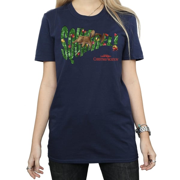 National Lampoon´s Christmas Vacation Womens/Ladies Squirrel Tree Cotton Boyfriend T-Shirt