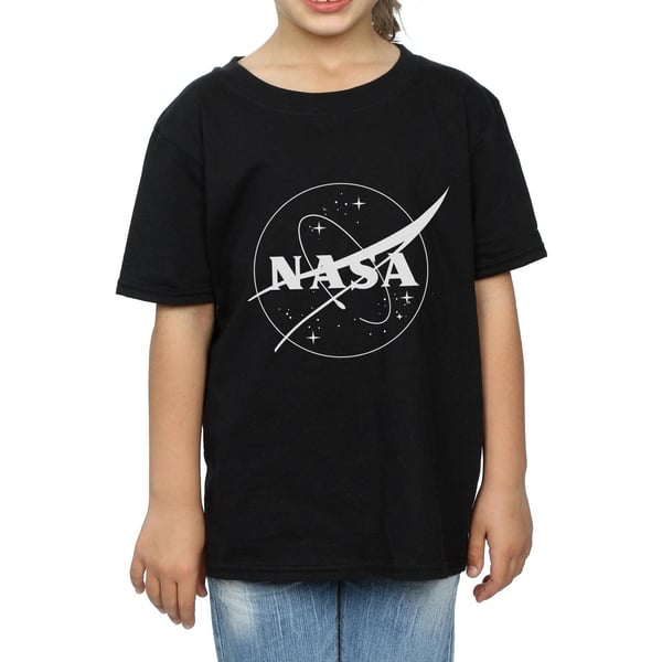 NASA Girls Classic Insignia Logo Monochrome Cotton T-Shirt