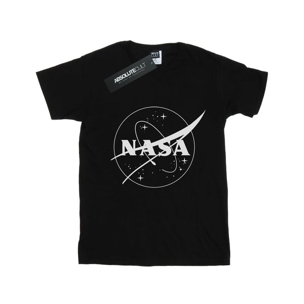NASA Girls Classic Insignia Logo Monochrome Cotton T-Shirt