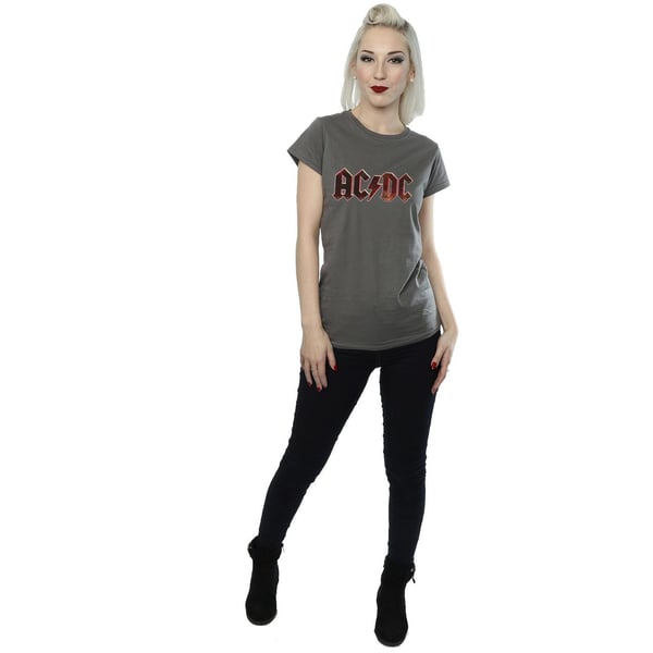 AC/DC Womens/Ladies Raw Distressed Logo Cotton T-Shirt