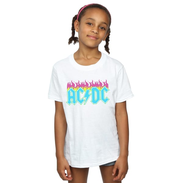 AC/DC Girls Neon Flames Cotton T-Shirt