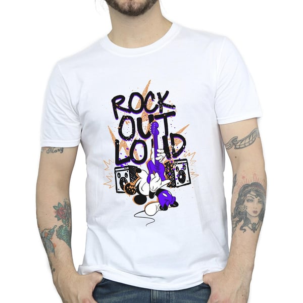 Disney Mens Mickey Mouse Rock Out Loud T-Shirt