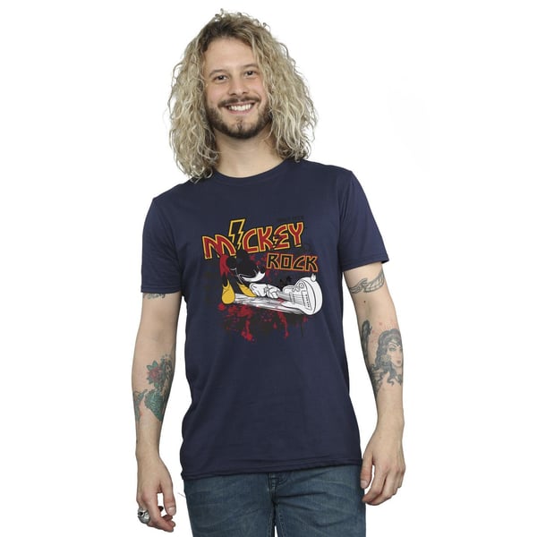 Disney Mens Mickey Mouse Smash Guitar Rock T-Shirt