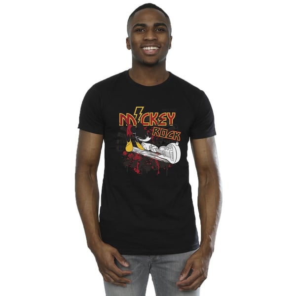 Disney Mens Mickey Mouse Smash Guitar Rock T-Shirt