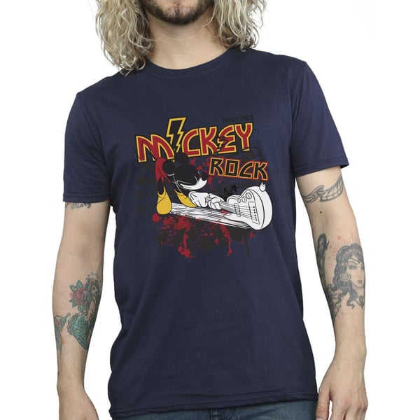 Disney Mens Mickey Mouse Smash Guitar Rock T-Shirt