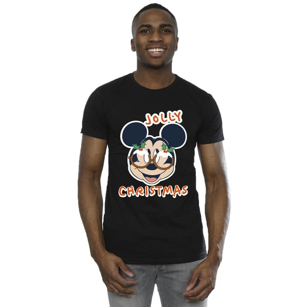 Disney Mens Mickey Mouse Jolly Christmas Glasses T-Shirt