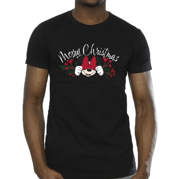 Disney Mens Minnie Mouse Christmas Holly T-Shirt