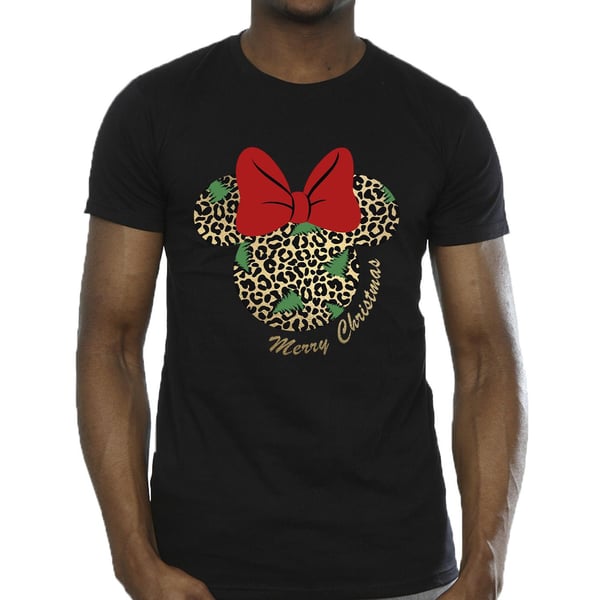 Disney Mens Minnie Mouse Leopard Christmas T-Shirt
