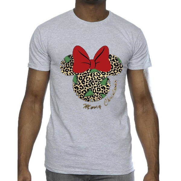 Disney Mens Minnie Mouse Leopard Christmas T-Shirt
