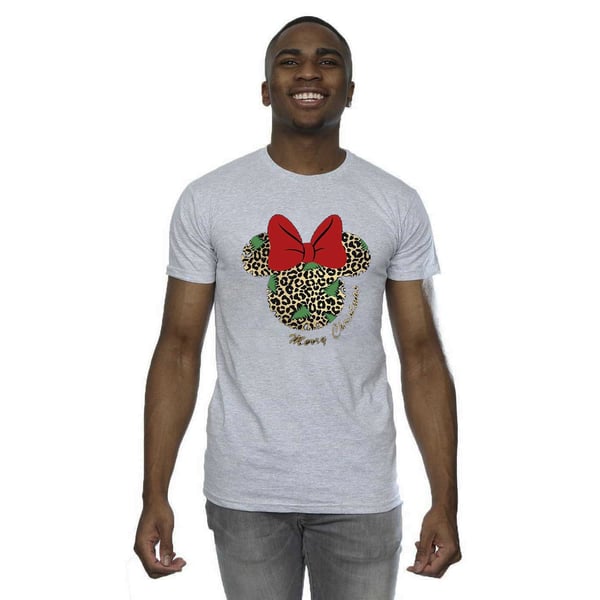 Disney Mens Minnie Mouse Leopard Christmas T-Shirt