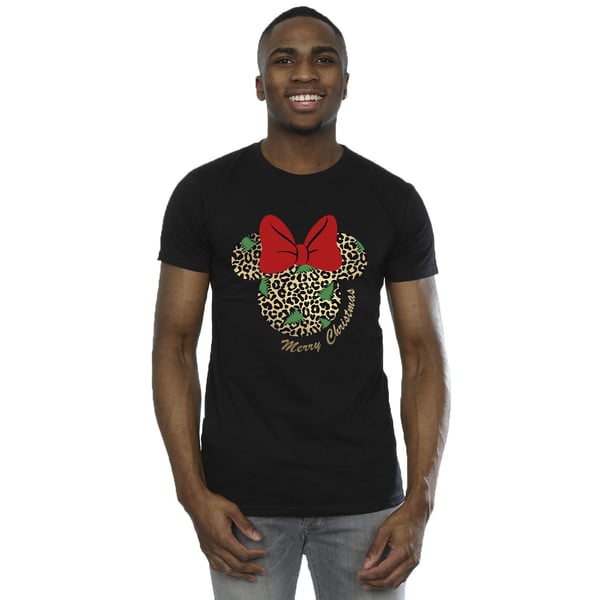 Disney Mens Minnie Mouse Leopard Christmas T-Shirt