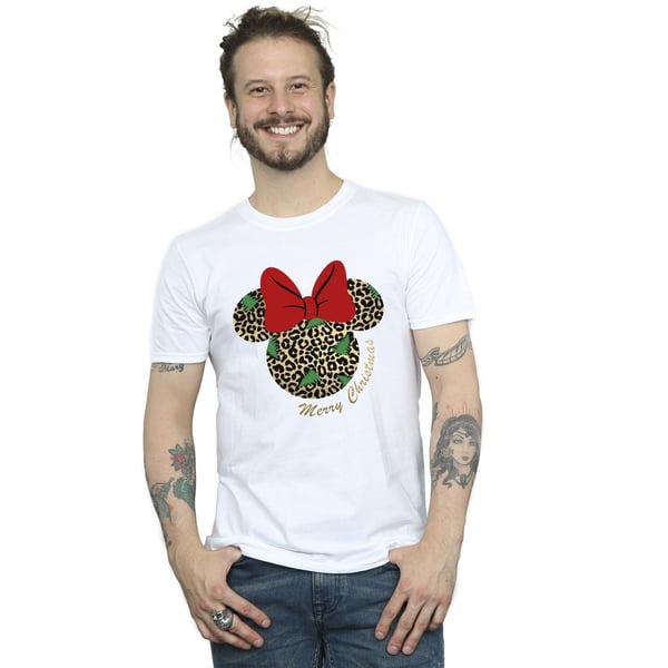 Disney Mens Minnie Mouse Leopard Christmas T-Shirt
