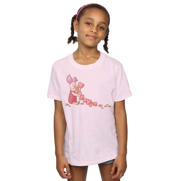 Disney Girls Winnie The Pooh Piglet Chain Of Hearts Cotton T-Shirt