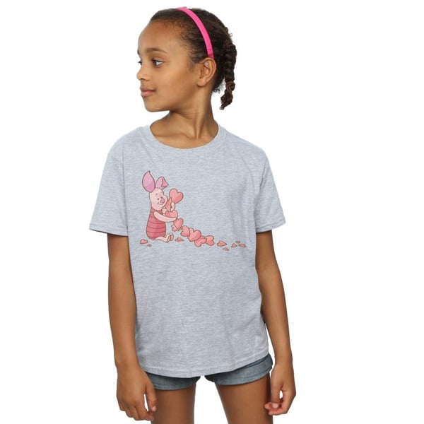 Disney Girls Winnie The Pooh Piglet Chain Of Hearts Cotton T-Shirt