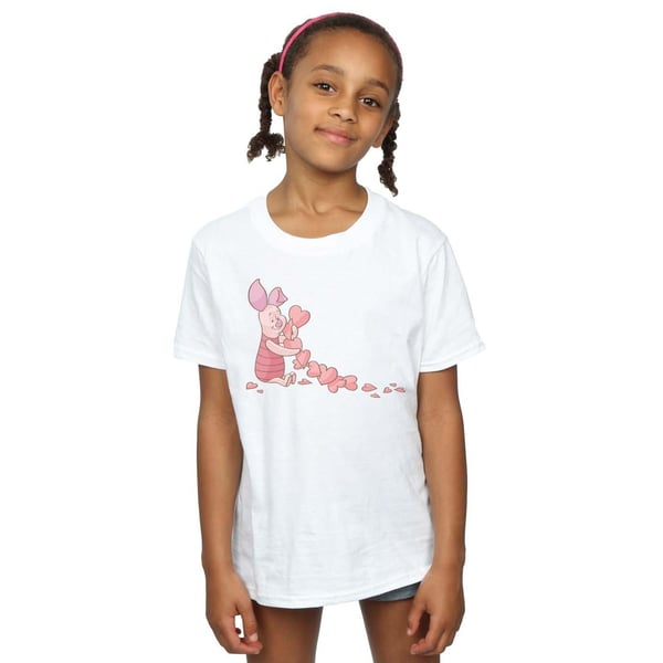 Disney Girls Winnie The Pooh Piglet Chain Of Hearts Cotton T-Shirt
