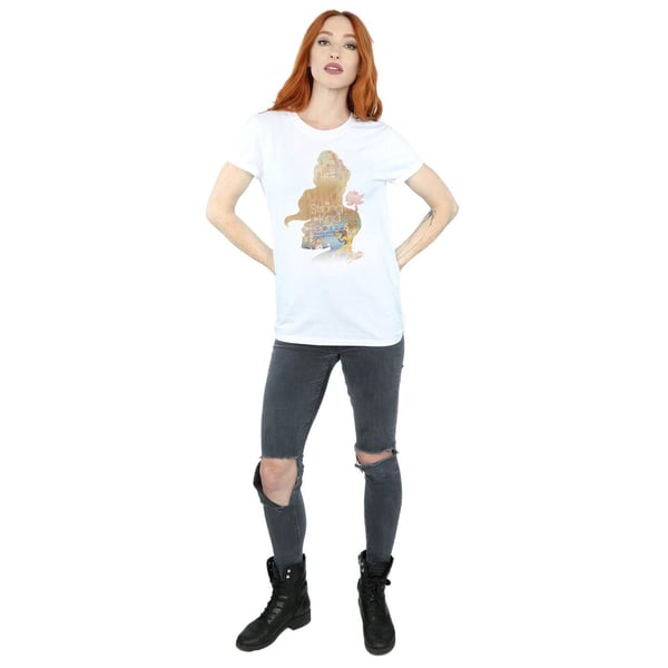 Disney Princess Womens/Ladies Belle Filled Silhouette Cotton Boyfriend T-Shirt
