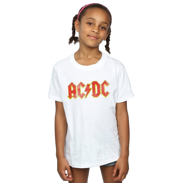 AC/DC Girls Distressed Logo Cotton T-Shirt