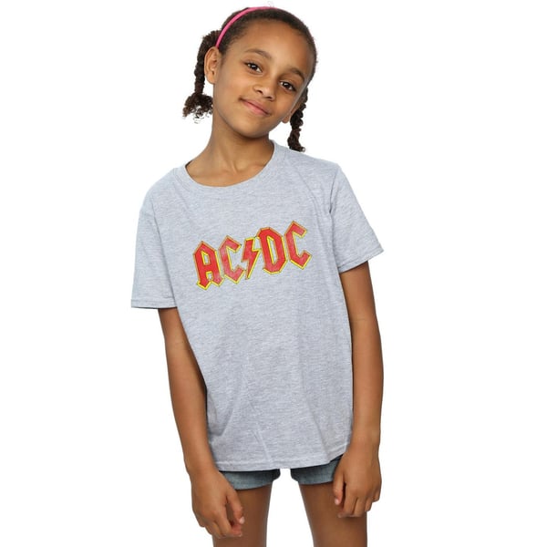AC/DC Girls Distressed Logo Cotton T-Shirt