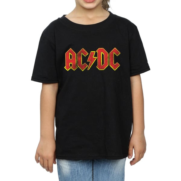 AC/DC Girls Distressed Logo Cotton T-Shirt