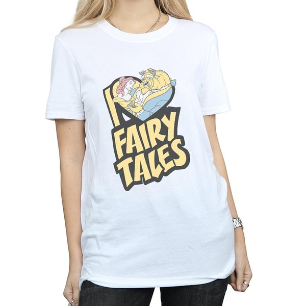 Disney Womens/Ladies Beauty And The Beast I Love Fairy Tales Cotton Boyfriend T-Shirt