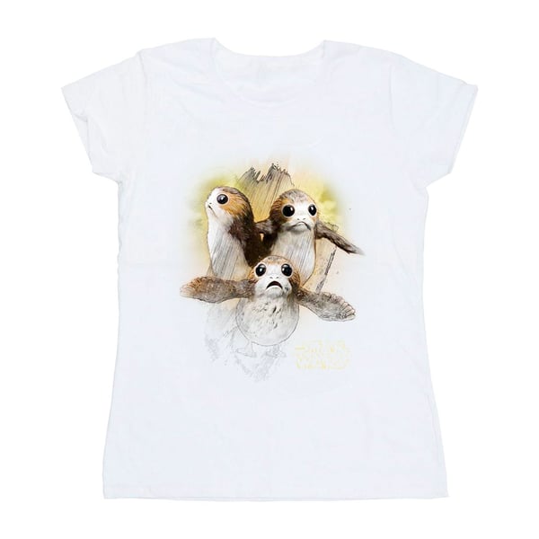 Star Wars Dam/Kvinnor The Last Jedi Porgs Borstad Bomulls T-shirt