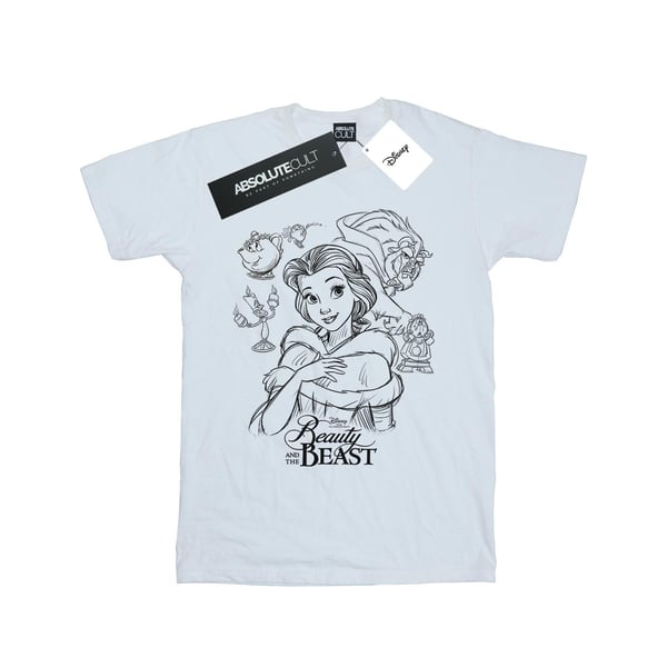 Disney Womens/Ladies Beauty And The Beast Collage Sketch Cotton Boyfriend T-Shirt
