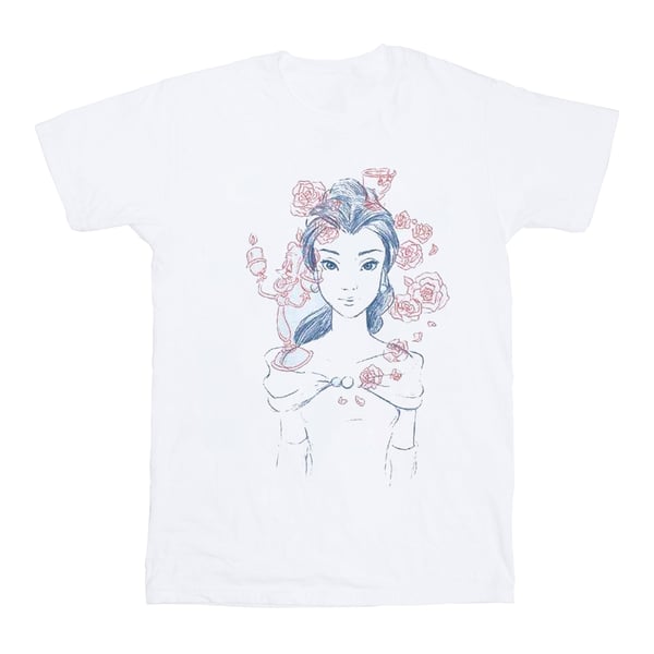 Disney Womens/Ladies Belle Lumiere Sketch Cotton Boyfriend T-Shirt