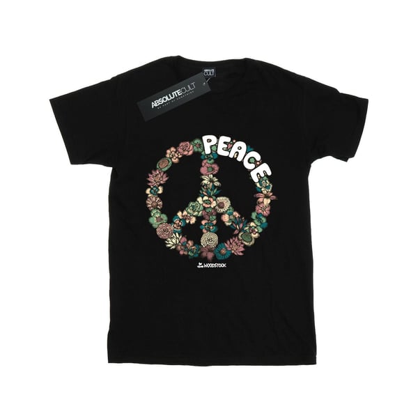 Woodstock Womens/Ladies Floral Peace Cotton Boyfriend T-Shirt