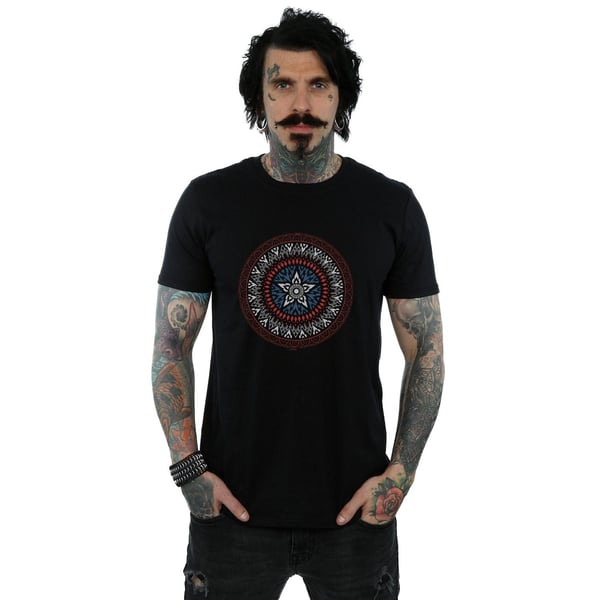 Marvel Mens Captain America Ornamental Shield T-Shirt
