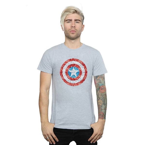 Marvel Mens Captain America Pixelated Shield T-Shirt