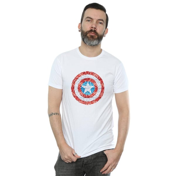 Marvel Mens Captain America Pixelated Shield T-Shirt