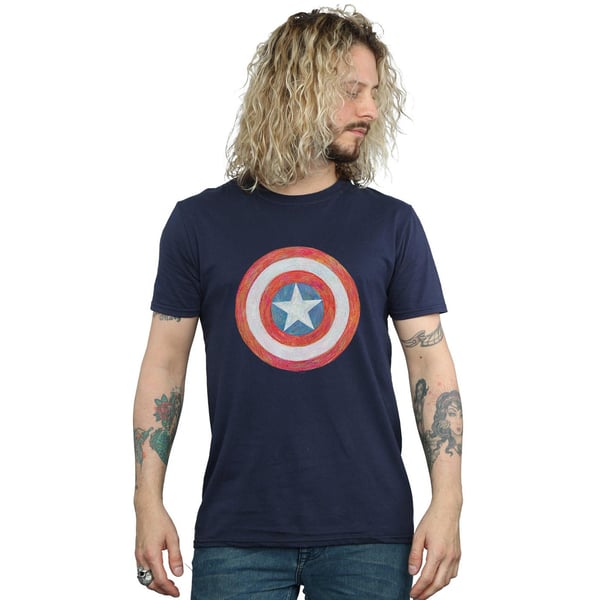 Marvel Mens Captain America Sketched Shield T-Shirt